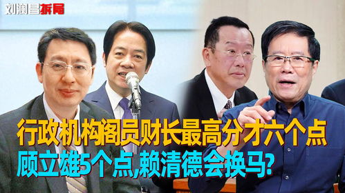 行政机构阁员财长最高分才六个点,顾立雄5个点,赖清德会换马
